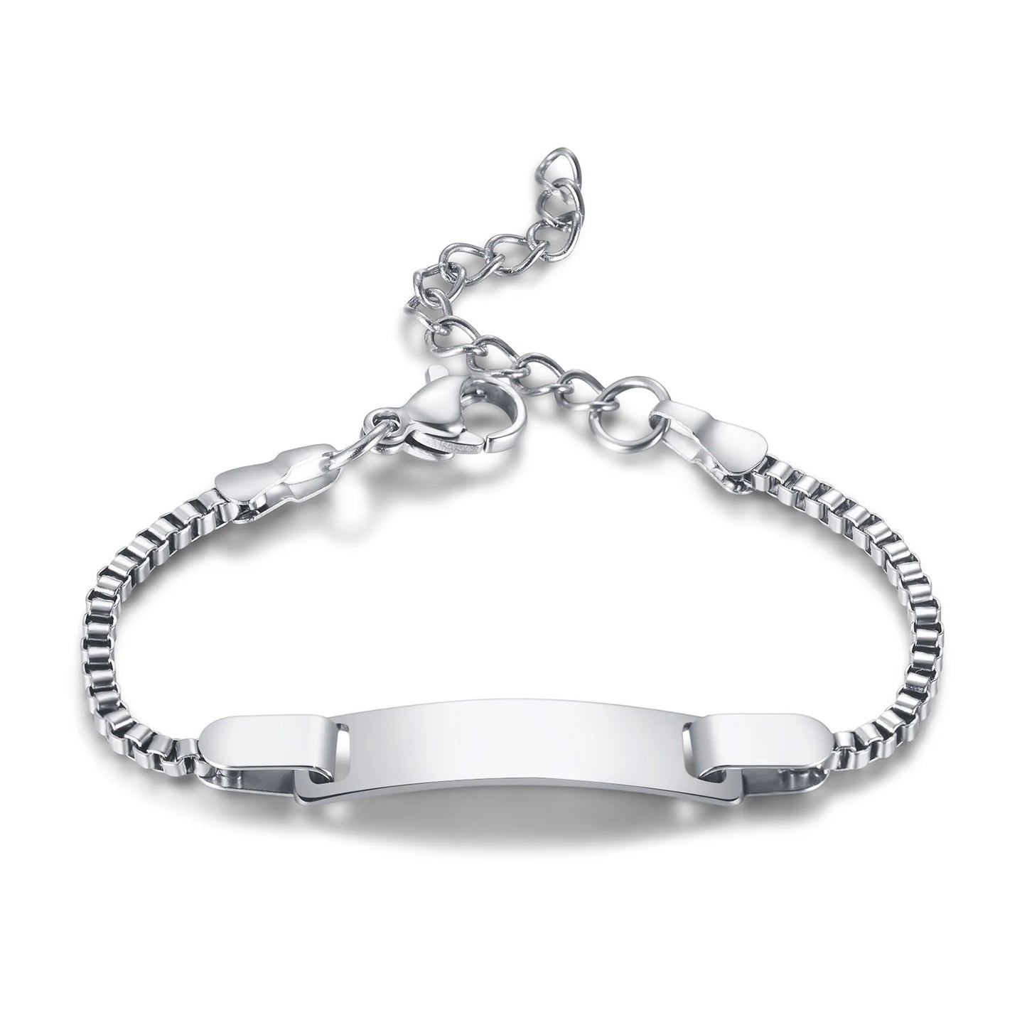Personalized Heart Bracelet for Girls - Custom Engraved Stainless Steel Figaro Chain Link, Adjustable Gift for Any Occasion