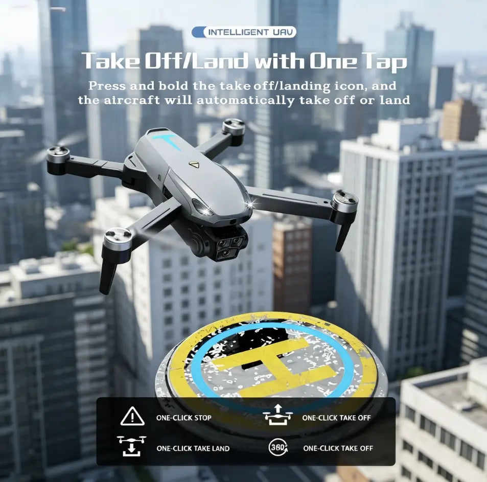 M8 Pro 2026 Foldable Aerial Drone with 4K UHD EIS Anti-Shake Camera, GPS Precise Positioning System, 5G Wifi FPV Real-Time Transmission, Intelligent Obstacle Avoidance, Auto Return, 360° Stunt Roll, 2 Batteries for Adults Beginners Aerial Photography