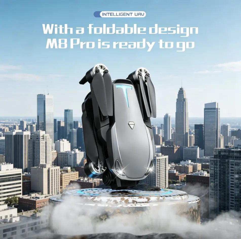 M8 Pro 2026 Foldable Aerial Drone with 4K UHD EIS Anti-Shake Camera, GPS Precise Positioning System, 5G Wifi FPV Real-Time Transmission, Intelligent Obstacle Avoidance, Auto Return, 360° Stunt Roll, 2 Batteries for Adults Beginners Aerial Photography