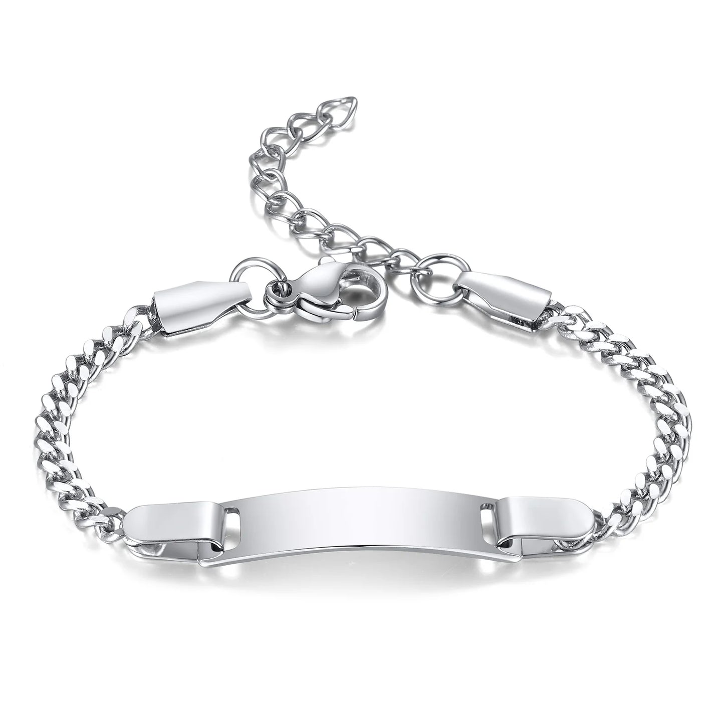 Personalized Heart Bracelet for Girls - Custom Engraved Stainless Steel Figaro Chain Link, Adjustable Gift for Any Occasion