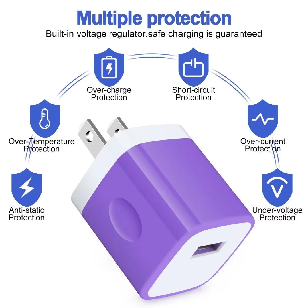 Charging Block,Type C Charger Block Fast Charging  Multi Three Port Charger Block with 3PCS Type C Charging Cables 6Ft USB C Cables Wall Charger Block Plug Android Charger Phone Cords Type C