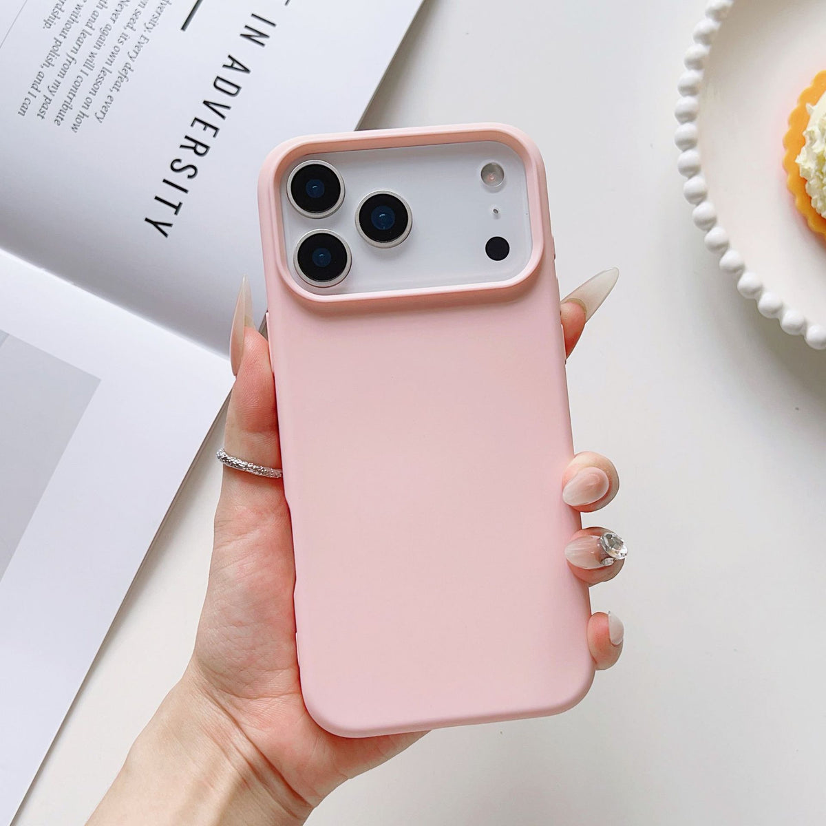 Compatible with Iphone 13 Pro Case 6.1, Slim Liquid Silicone 3 Layers Full Covered Soft Gel Rubber Case Cover 6.1 Inch-Chalk Pink
