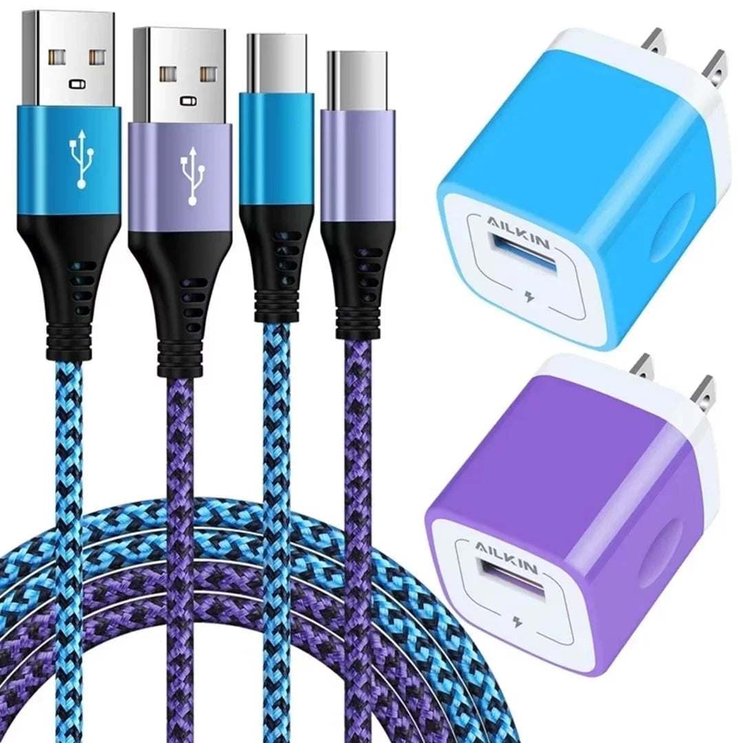 Charging Block,Type C Charger Block Fast Charging  Multi Three Port Charger Block with 3PCS Type C Charging Cables 6Ft USB C Cables Wall Charger Block Plug Android Charger Phone Cords Type C