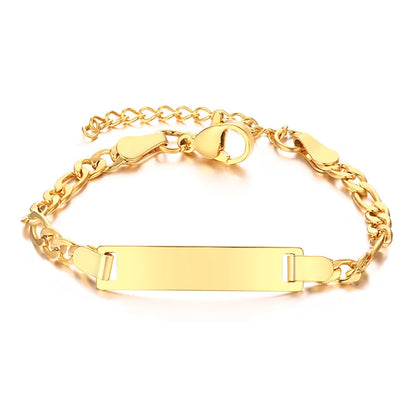 Personalized Heart Bracelet for Girls - Custom Engraved Stainless Steel Figaro Chain Link, Adjustable Gift for Any Occasion