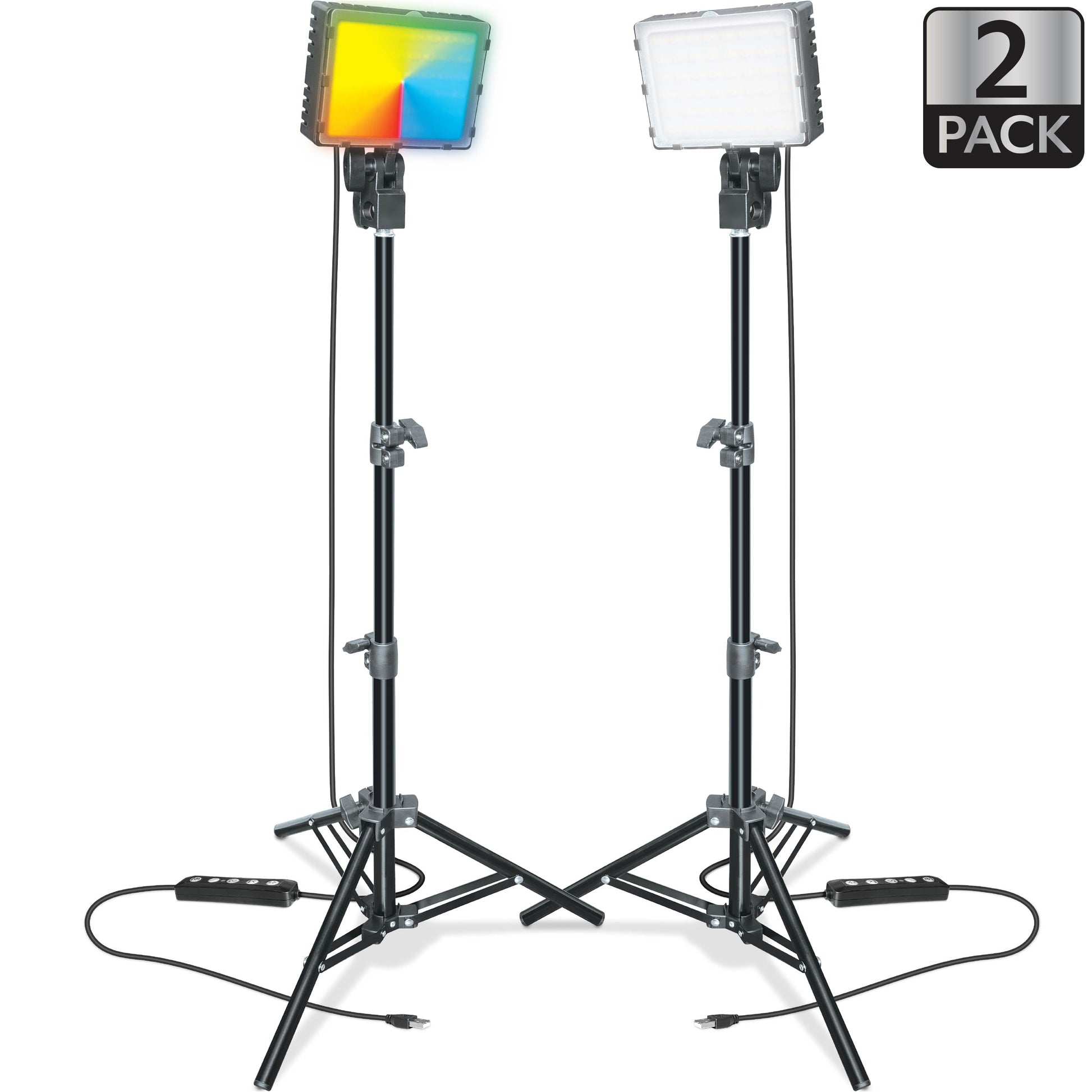 Illuminate Your Creativity: 2-Pack LED Panel Ring Light Kit with Adjustable Tripods for Stunning Content Creation