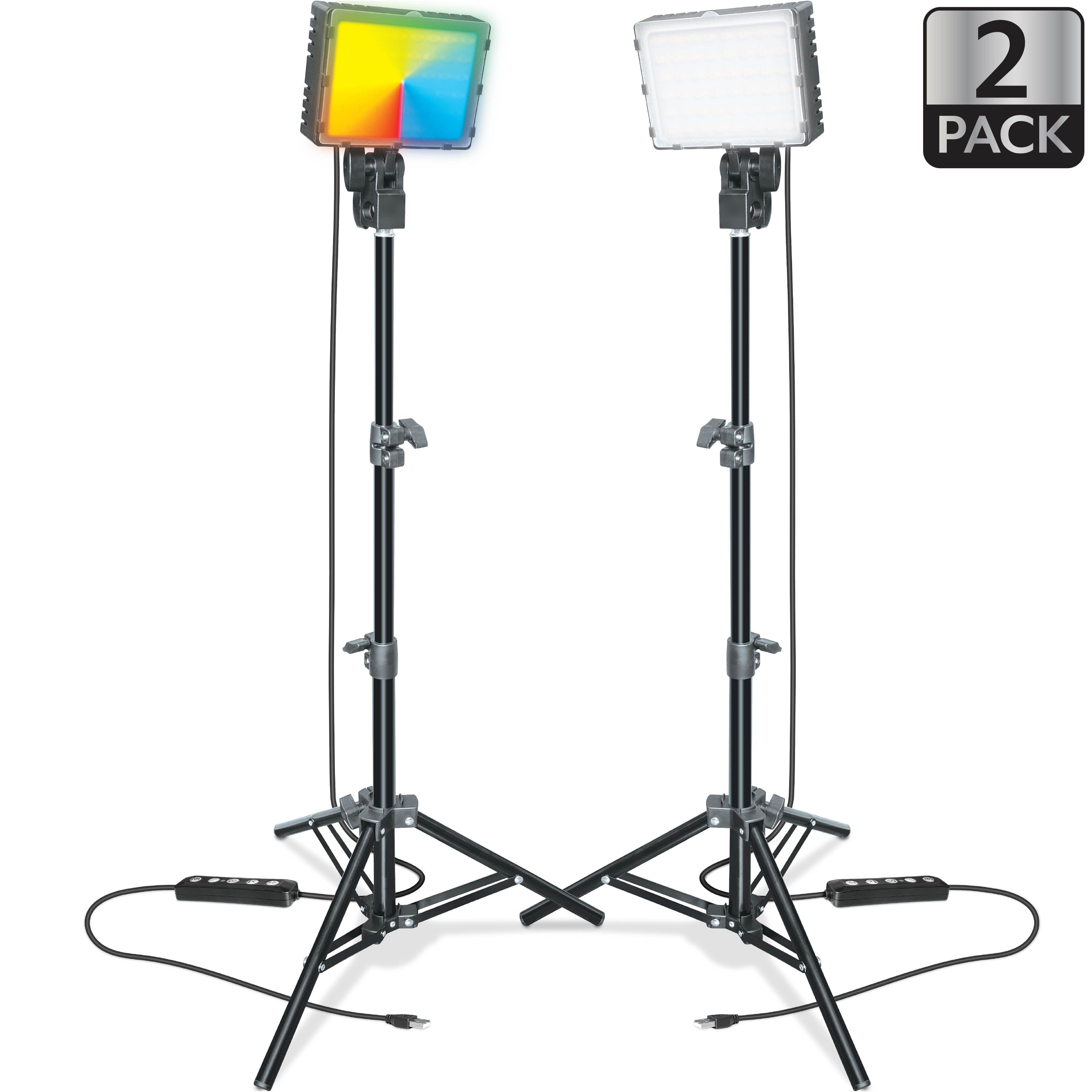 Illuminate Your Creativity: 2-Pack LED Panel Ring Light Kit with Adjustable Tripods for Stunning Content Creation