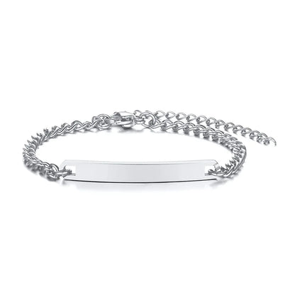 Personalized Heart Bracelet for Girls - Custom Engraved Stainless Steel Figaro Chain Link, Adjustable Gift for Any Occasion