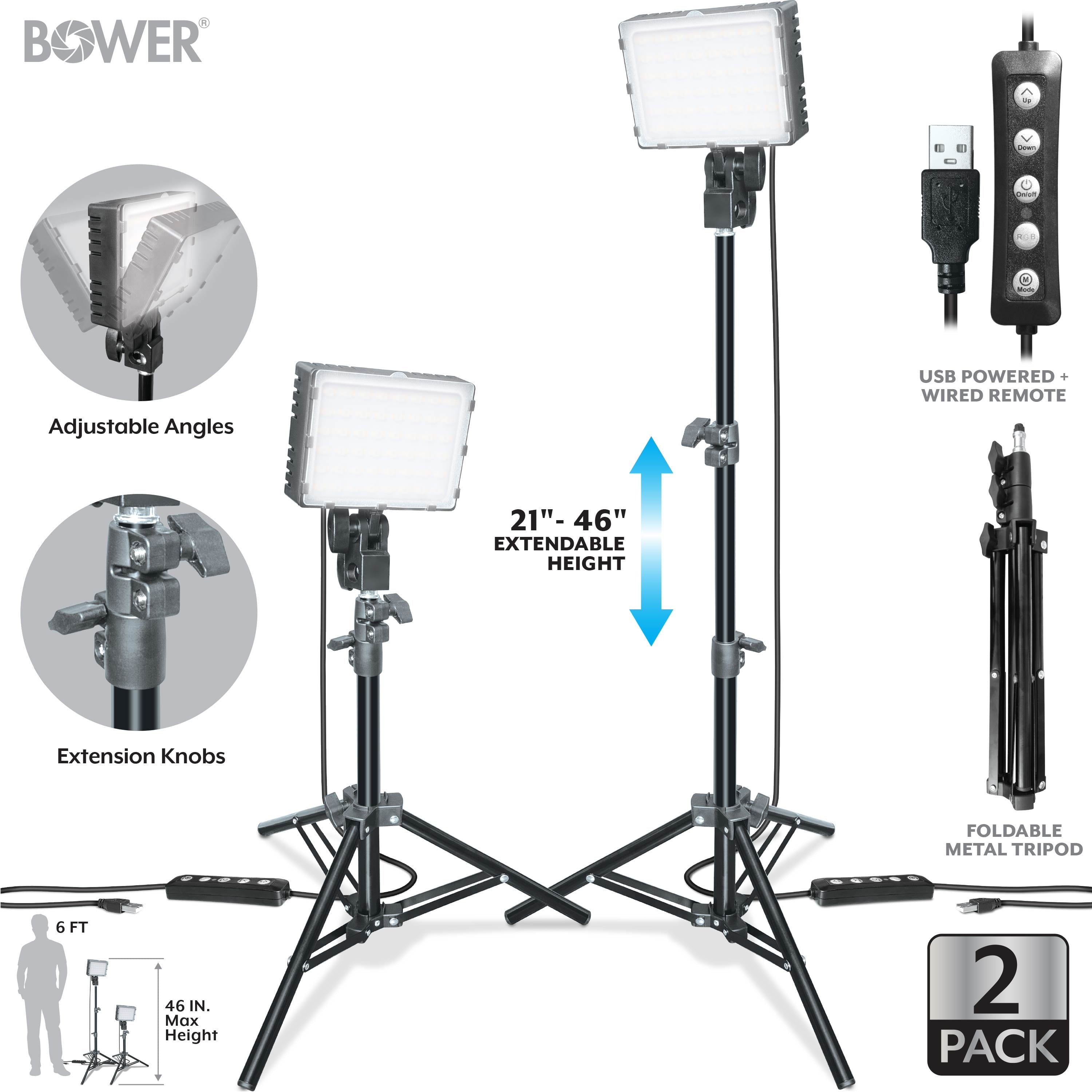 Illuminate Your Creativity: 2-Pack LED Panel Ring Light Kit with Adjustable Tripods for Stunning Content Creation