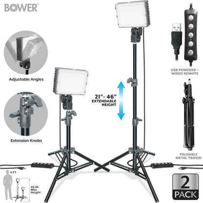 Illuminate Your Creativity: 2-Pack LED Panel Ring Light Kit with Adjustable Tripods for Stunning Content Creation