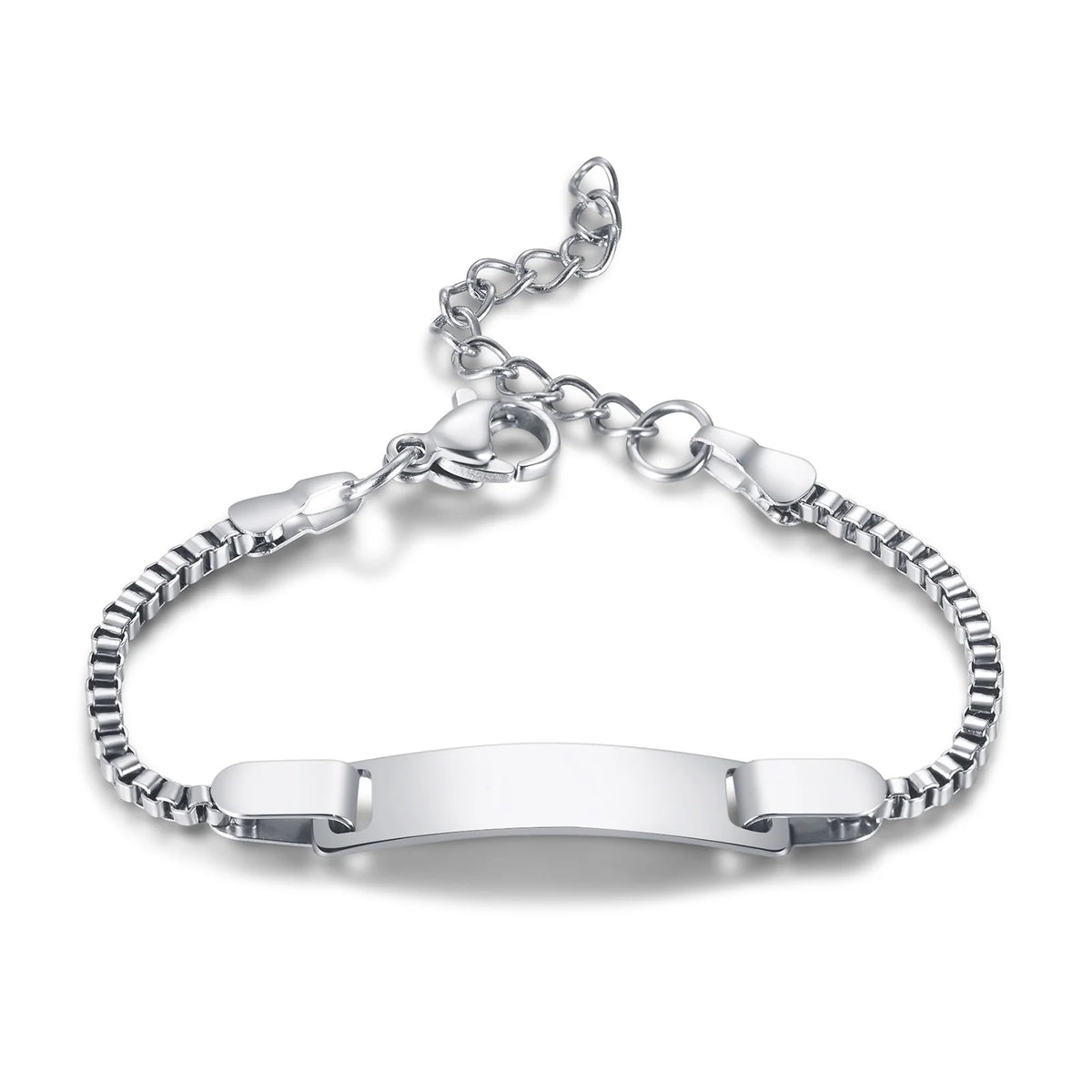 Personalized Heart Bracelet for Girls - Custom Engraved Stainless Steel Figaro Chain Link, Adjustable Gift for Any Occasion